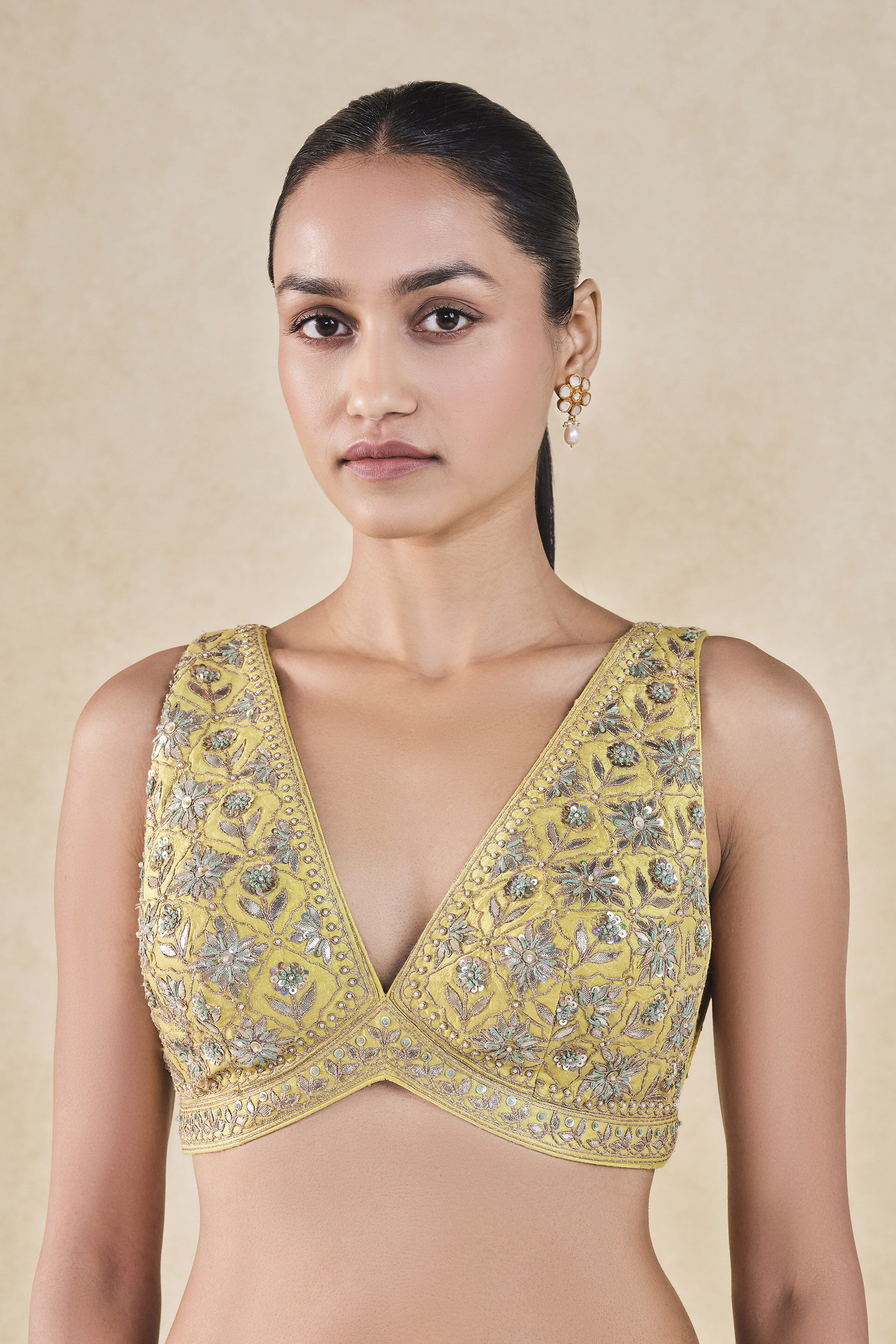 Tajanae Gota Patti Silk Choli - Lime